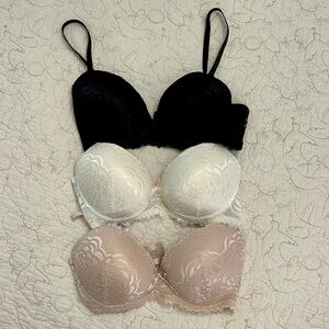 Set of 3 Lace Push-Up Bras - Like New Condition - Size 34C